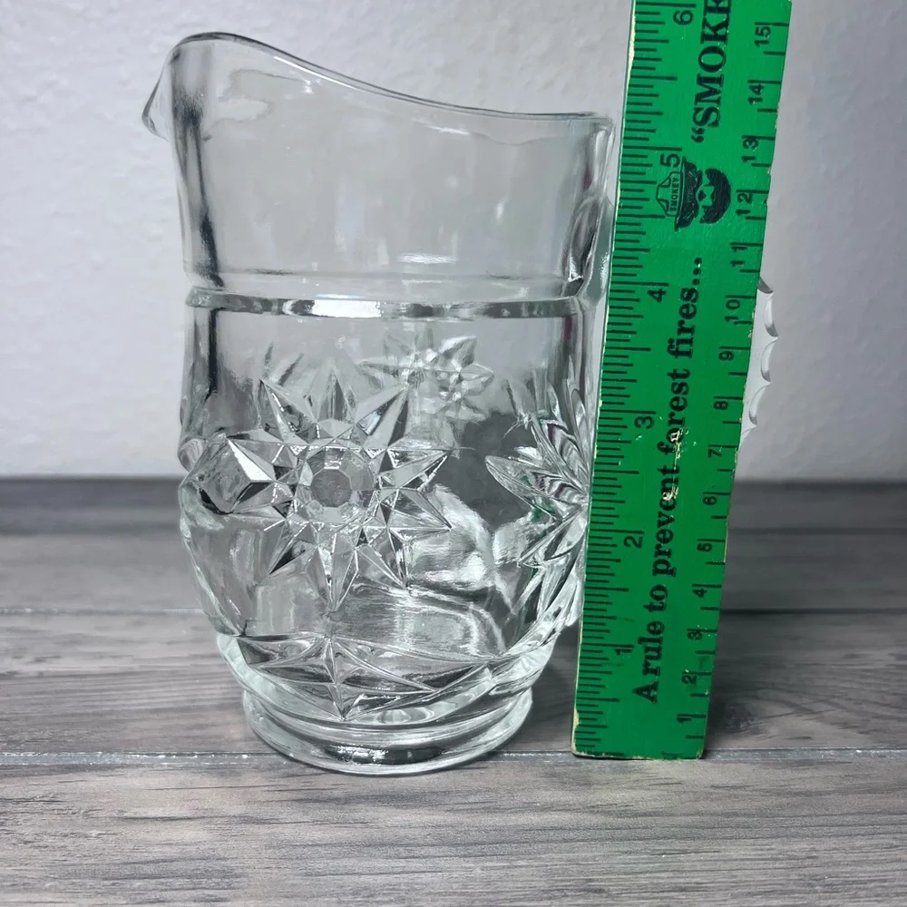 Vintage Anchor Hocking Early American Prescut (EAPC) Star of David Glass Pitcher